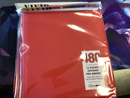 Vivid 12-Pocket Zippered PRO-Binder - red